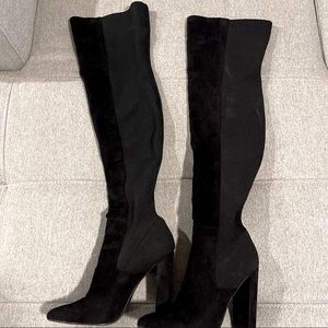 Black thigh high boots